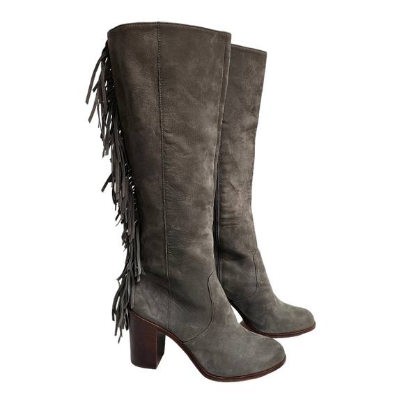 GIANNI BINI BACK DROP FRINGED LEATHER BOOT - Picture 1 of 7